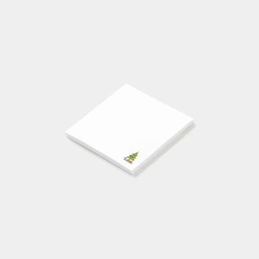 Robin en kleurrijke Cadeaus onder de kerstboom Post-it® Notes (Schuin)