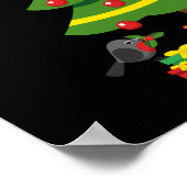 Robin en kleurrijke Cadeaus onder de kerstboom Poster (Hoek)