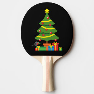 Robin en kleurrijke Cadeaus onder de kerstboom Tafeltennisbatje