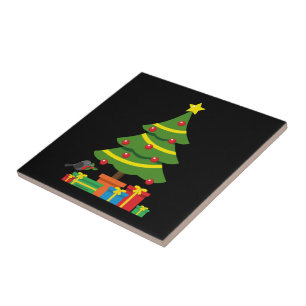 Robin en kleurrijke Cadeaus onder de kerstboom Tegeltje