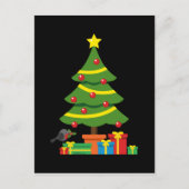 Robin en kleurrijke Cadeaus onder kerstboom Briefkaart (Voorkant)