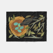 Robin En Nest Sticker Fleece Deken (Voorkant (Horizontaal))
