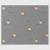 robin - en sneeuwpatroon cadeaupapier (Vlak)