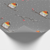 robin - en sneeuwpatroon cadeaupapier (Hoek)