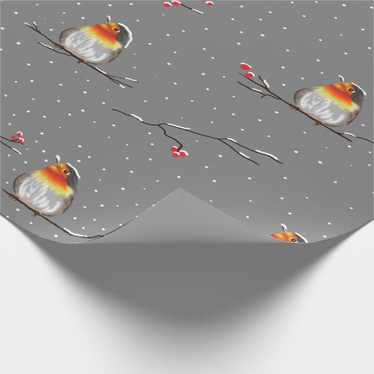 robin - en sneeuwpatroon cadeaupapier (Hoek)
