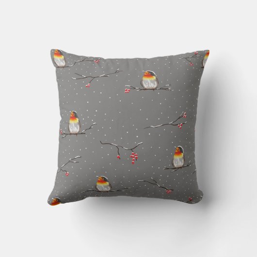 robin - en sneeuwpatroon kussen (Achterkant)