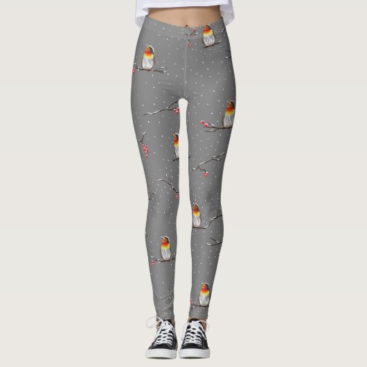 robin - en sneeuwpatroon leggings (Voorkant)