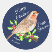 Robin- Fijne Kerst Ronde Sticker (Voorkant)