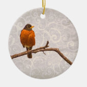 Robin Foto met Damask Swirl Design Keramisch Ornament (Voorkant)