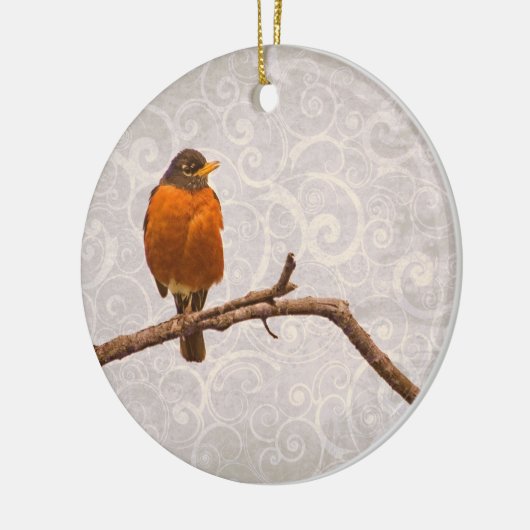 Robin Foto met Damask Swirl Design Keramisch Ornament (Links)