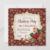 Robin & Goud Glitter Sneeuwvlokken Kerstfeest Kaart (Voorkant)