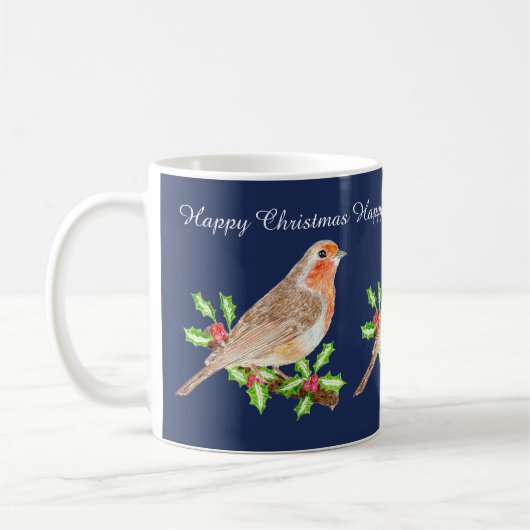 Robin Happy Christmas Koffiemok (Links)