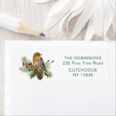 Robin, heilig, denke kerstcadeaulabel etiket (Insitu)