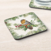 Robin, heilig, pijnlijk kerstfeest bier onderzetter (Linkerzijde)