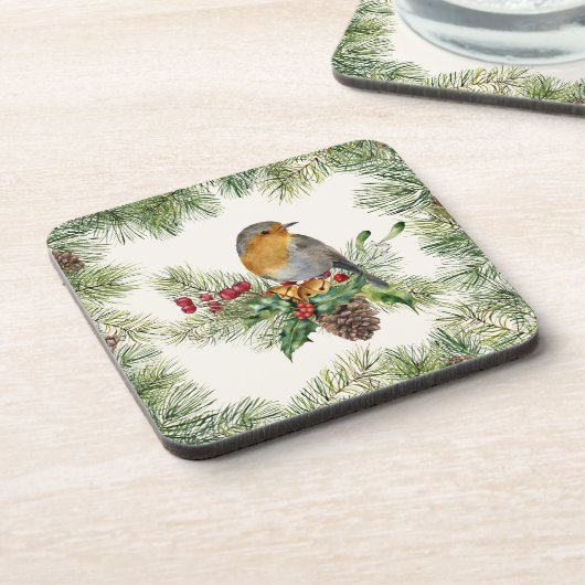 Robin, heilig, pijnlijk kerstfeest bier onderzetter (Linkerzijde)