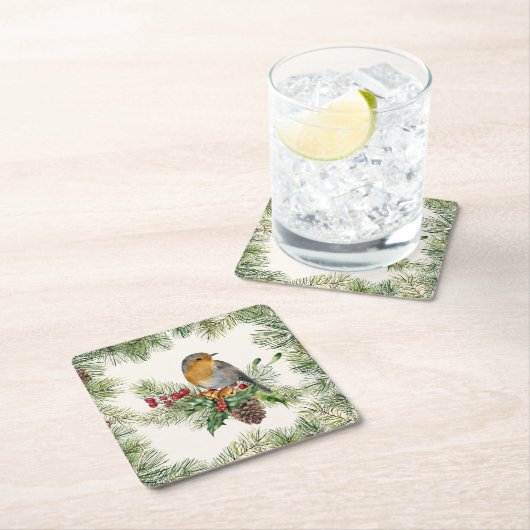 Robin, heilig, pijnlijk kerstfeest kartonnen onderzetters (Insitu)