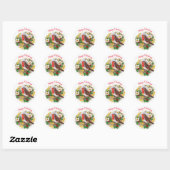 Robin Holly Bird Envelope's met kerstgevechten Ronde Sticker (Vel)