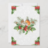 Robin & Holly en Winter Berry-kerstlunch Kaart (Achterkant)