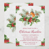 Robin & Holly en Winter Berry-kerstlunch Kaart (Voorkant / Achterkant)