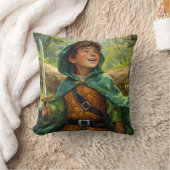 Robin Hood afgebeeld als een kind Kussen (Deken)