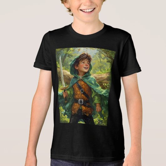 Robin Hood afgebeeld als een kind Tri-Blend Shirt (Voorkant)