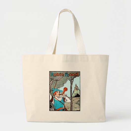 Robin Hood Antiek Illustration Merry Mannen Grote Tote Bag (Voorkant)