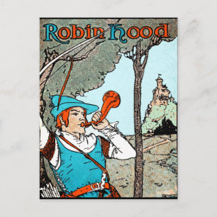 Robin Hood Antieke Illustratie Vrolijke Mannen Briefkaart