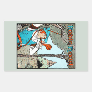 Robin Hood Antieke Illustratie Vrolijke Mannen Rechthoekige Sticker