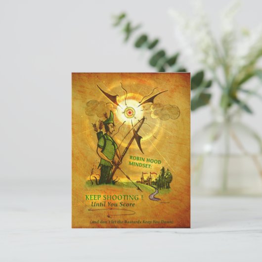 Robin Hood bemoedigend briefkaart (Staand voorkant)