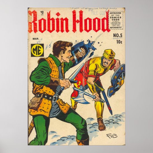 Robin Hood  Comic Hoesje Art Poster (Voorkant)