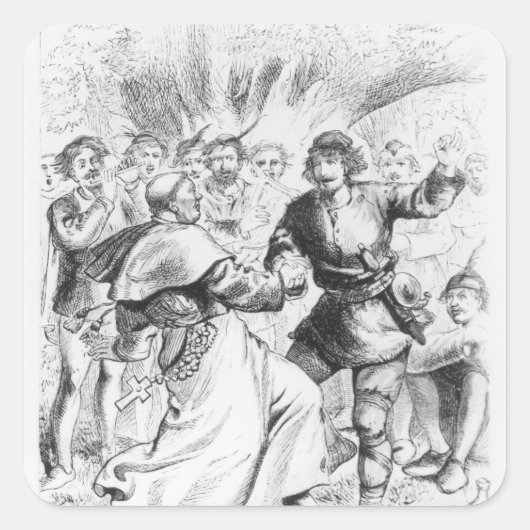 Robin Hood en de bisschop Vierkante Sticker (Voorkant)