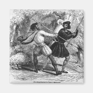 Robin Hood en de Tanner met Quarter-stafffs Magneet