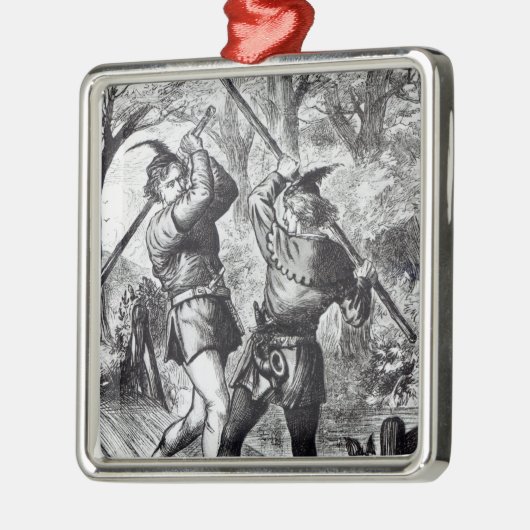 Robin Hood en Little John Metalen Ornament (Links)
