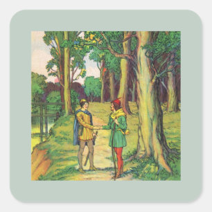 Robin Hood en Little John Square Sticker