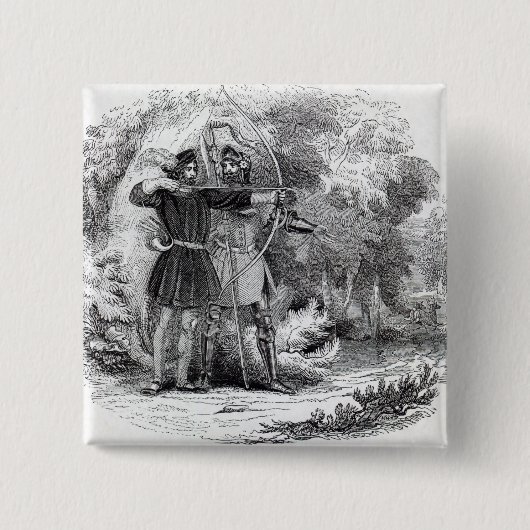 Robin Hood en Little John Vierkante Button 5,1 Cm (Voorkant)