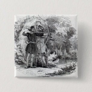 Robin Hood en Little John Vierkante Button 5,1 Cm