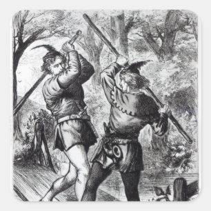 Robin Hood en Little John Vierkante Sticker