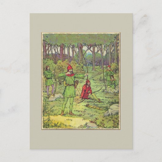 Robin Hood in het bos Briefkaart (Voorkant)