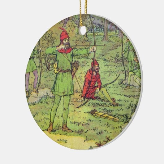 Robin Hood in het bos Keramisch Ornament (Links)