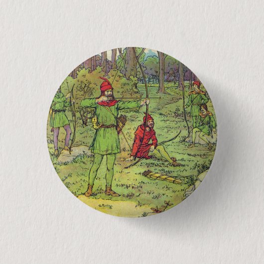 Robin Hood in het bos Ronde Button 3,2 Cm (Voorkant)