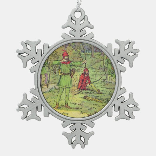 Robin Hood in het bos Tin Sneeuwvlok Ornament (Voorkant)