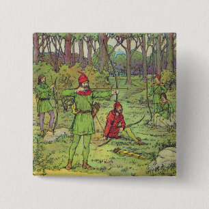 Robin Hood in het bos Vierkante Button 5,1 Cm