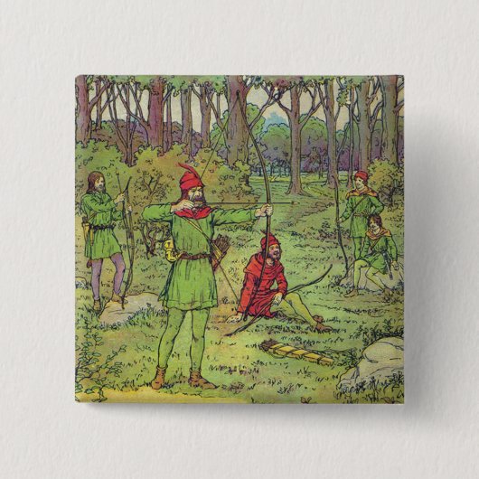 Robin Hood in het bos Vierkante Button 5,1 Cm (Voorkant)