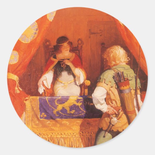  Robin Hood ontmoet Maid Marian door NC Wyeth Ronde Sticker (Voorkant)