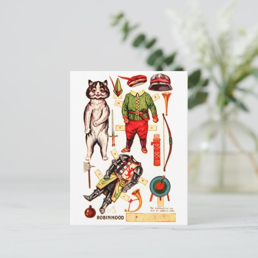 Robin Hood, Paper Doll, Louis Wain Briefkaart (Staand voorkant)