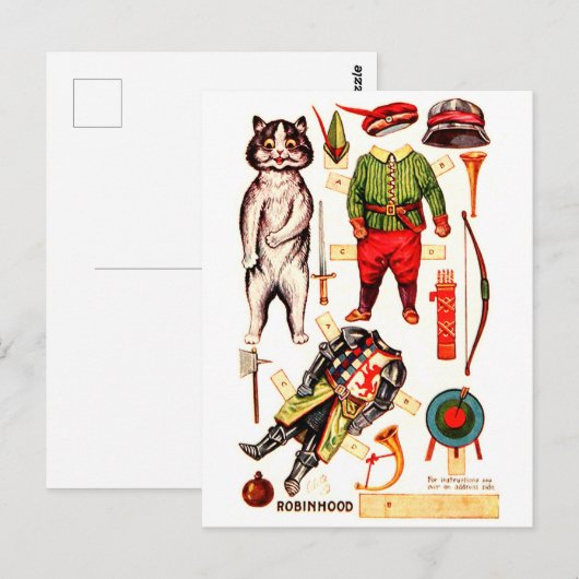 Robin Hood, Paper Doll, Louis Wain Briefkaart (Voorkant / Achterkant)