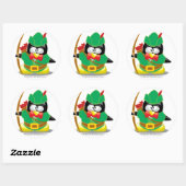 Robin Hood Penguin Ronde Sticker (Vel)