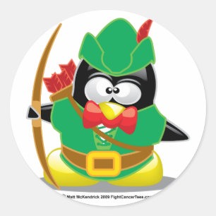 Robin Hood Penguin Ronde Sticker