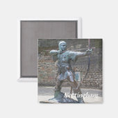 Robin Hood Standbeeld door Nottingham Castle foto Magneet (Voorkant / Achterkant)