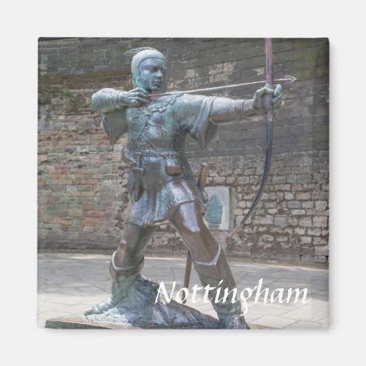 Robin Hood Standbeeld door Nottingham Castle foto Magneet (Voorkant)